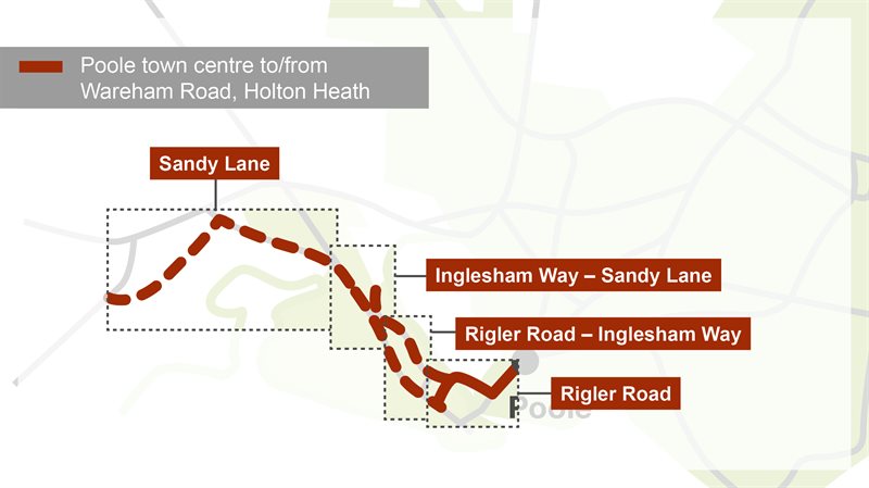 Poole Town Centre to Holton Heath Overview Map