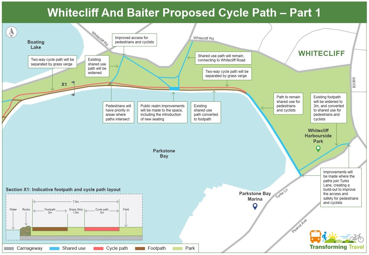 Whitecliff and Baiter proposed cycle path part 1 Map