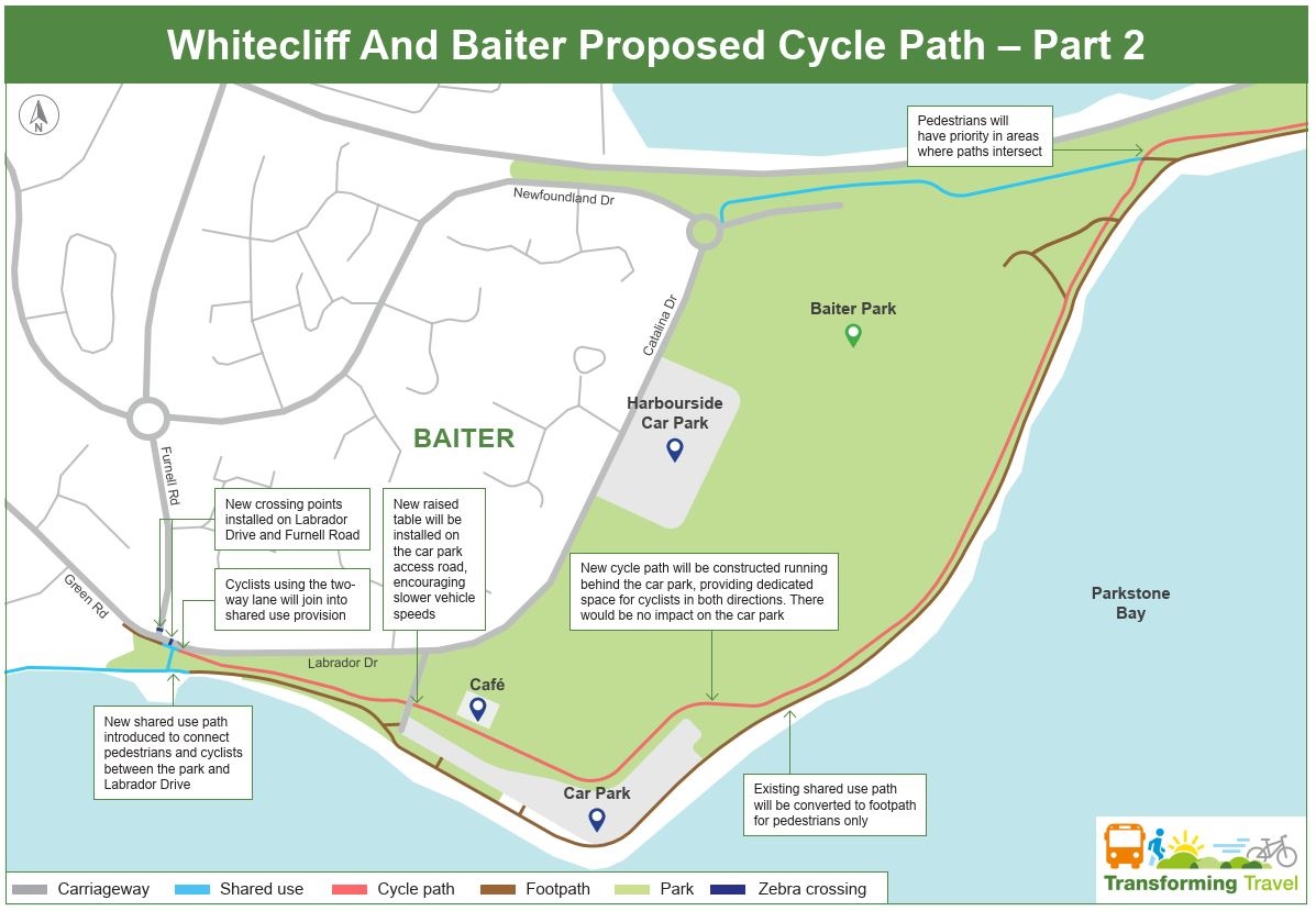 Whitecliff and Baiter proposed cycle path part 2 Map