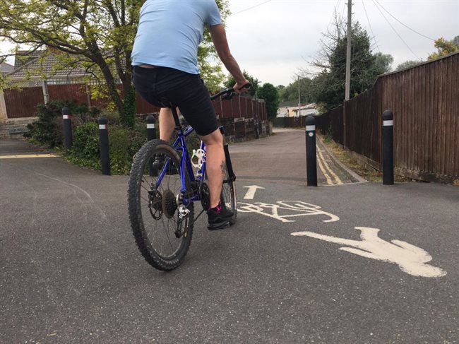 Cyclist riding on cycle path