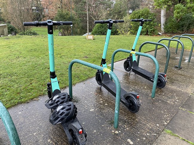 E-Scooters parked