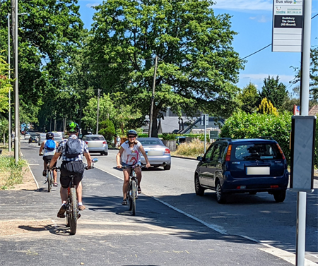 A section of the new walking and cycle path along Ringwood Road