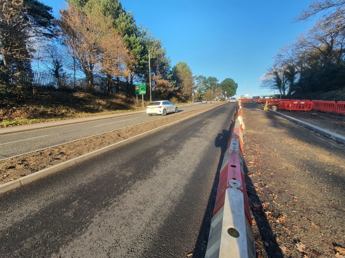 New central reservation - view toward Mountbatten Roundabout